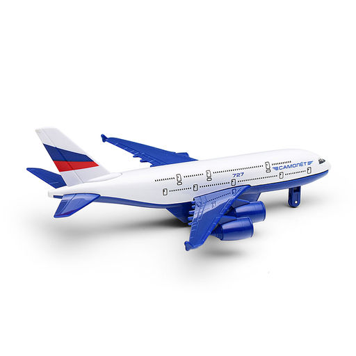 Машина металл свет-звук Авиалайнер 22см, подв. дет., инер., коробка