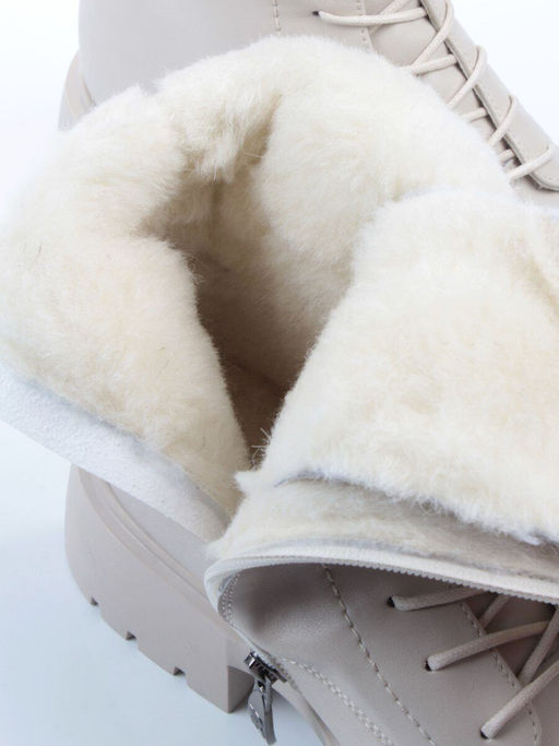 04-PAM366-2Z LT. BEIGE Ботинки зимние женские (натуральная кожа, 100% шерсть)