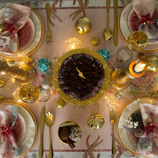 Набор новогодний «Этель» Pink magic: скатерть 150×180 см ±3 см с ГМВО, салфетка 40×40 см-8 шт., 100% хлопок