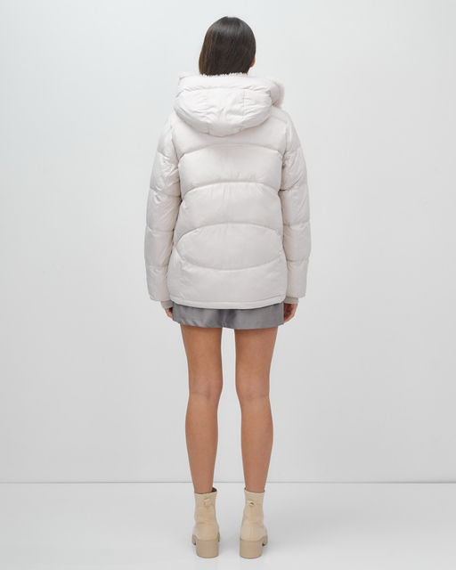 Куртка зимняя женская из овчина стильная и модная бежевого цвета 7348B - Visdeer фото 18