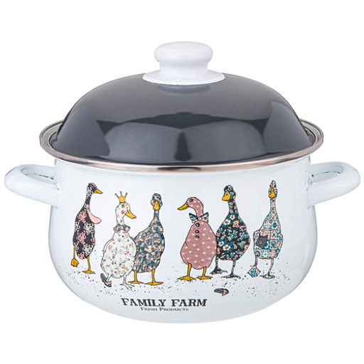 Кастрюля эмалированная с эмал.крышкой серия "Family farm", 2.8 л, 20*12 см 934-622