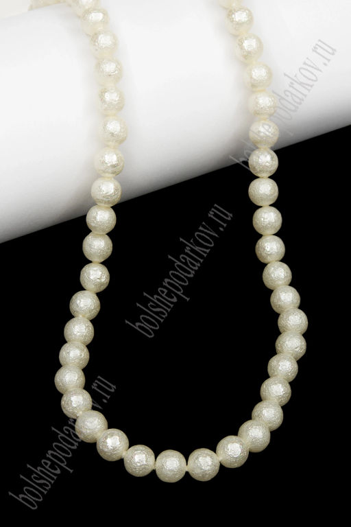 Бусины круглые на леске 6 мм (SF-8071) хлопковый жемчуг кремовый - Больше подарков фото 3