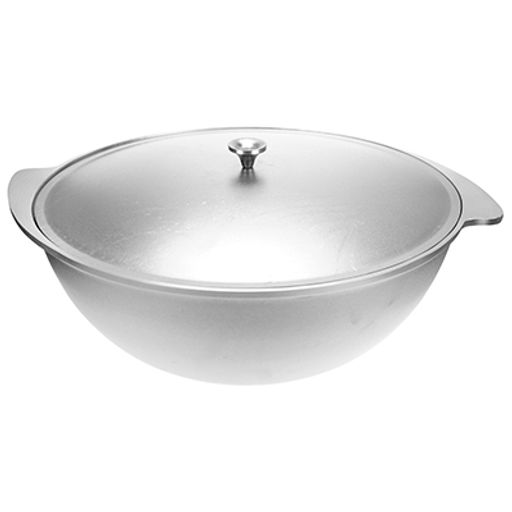 Казан для плова алюминиевый 12л, д42см, h16,5см, литой, металлическая жаропрочная крышка (Россия)