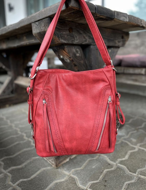 Женская сумка-рюкзак из эко кожи 9902 Красный - Kenguluna фото 2