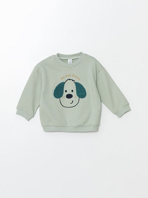 Bisiklet Yaka Uzun Kollu Bask?l? Erkek Bebek Sweatshirt ve Pantolon 2li Tak?m