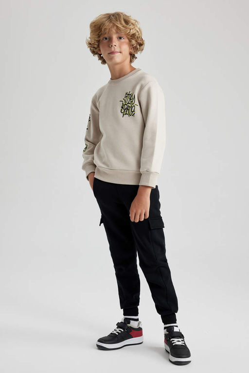 Новый свитшот обычного кроя с круглым вырезом для мальчиков - Defacto фото 3