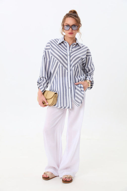 Костюм NIKVA н961-3 молоко+сине-белые полосы