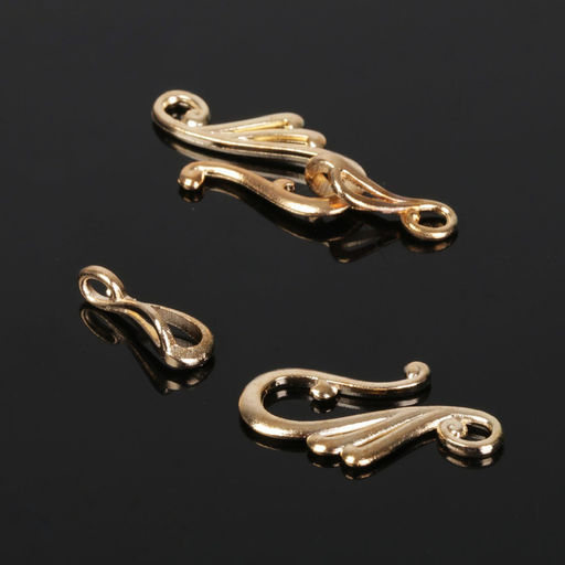 Замок-крючок с ответной частью «Завитки», 2 шт. цвет золото