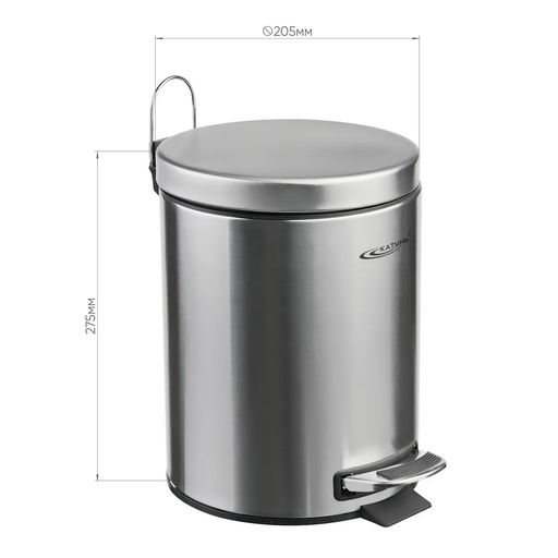 Контейнер д/мусора 5,0л. круг с педалью нерж. с доводчиком 205*205*275мм арт. КТ-90-5С-СД Катунь