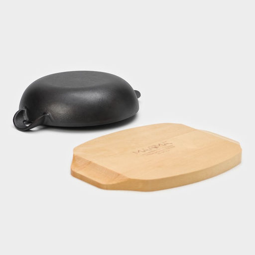 Сковорода Magma «Янсан», 21,5×16,5×4,4 см, на деревянной подставке, чугун, индукция, чёрная