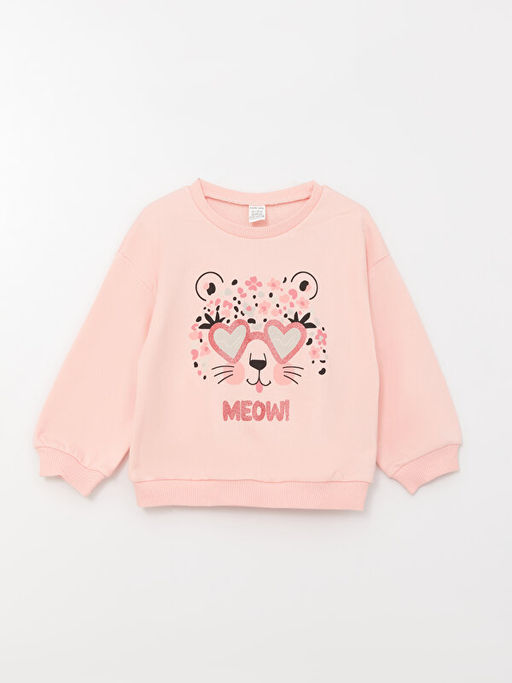 Bisiklet Yaka Uzun Kollu Bask?l? K?z Bebek Sweatshirt 2li - Waikiki фото 2
