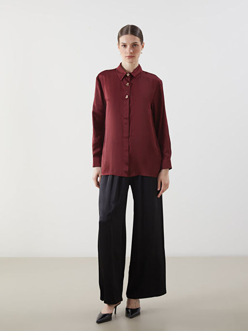 Loose Fit Saten Kad?n G?mlek Tunik