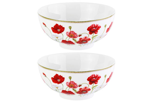 Набор 2 салатников - 15*15*7 см 700 мл Маки NEW BONE CHINA - Elan gallery фото 10