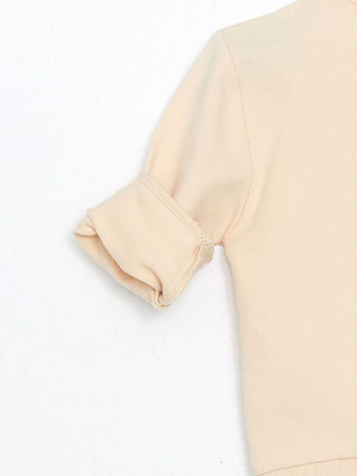 Bisiklet Yaka Bask?l? Erkek Bebek Sweatshirt ve E?ofman Alt 2li