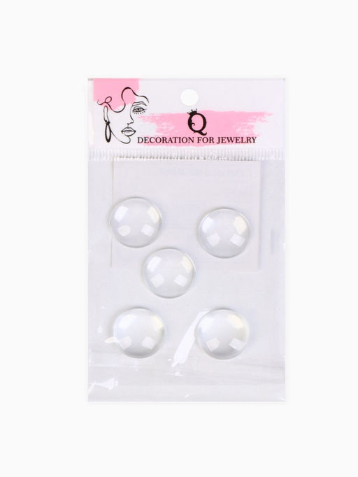 Цена за 2 шт. Кабошон стекло, круг 18 мм (набор 5 шт.), прозрачный