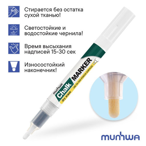 Цена за 2 шт. Маркер меловой MunHwa CM-05, 3.0 мм, белый