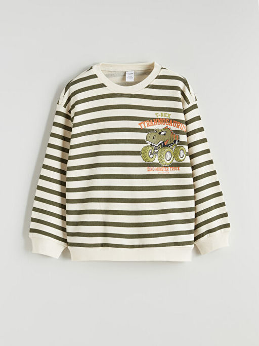 Bisiklet Yaka ?izgili Erkek ?ocuk Sweatshirt