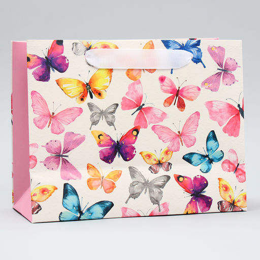 Цена за 2 шт. Пакет подарочный ламинированный, упаковка, Порхай от счастья, MS 23?18?10 см