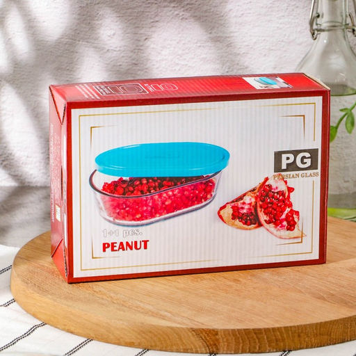 Контейнер Peanut, 1050 мл, с крышкой, стекло, голубой