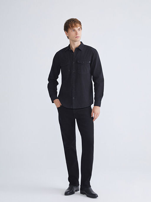 Regular Fit Uzun Kollu Erkek Jean G?mlek