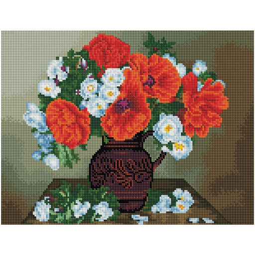 Алмазная мозаика 30*40см "Букет маков" 30цв. (АМП3040_52956, "ТРИ СОВЫ") полное заполнение, с подрамником