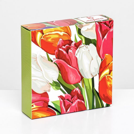 Цена за 5 шт. Коробка для 9 конфет с обечайкой, 8 марта 13.8?13.8?3.8 см