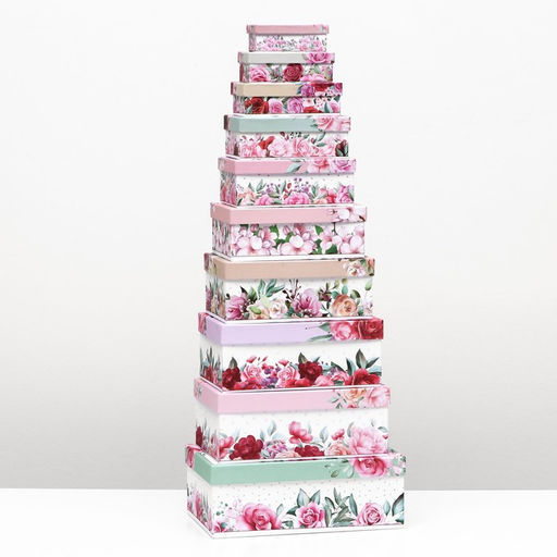 Набор коробок прямоугольных 10 в 1 «Цветочный», 30×19×11 - 12×6.5×4 см