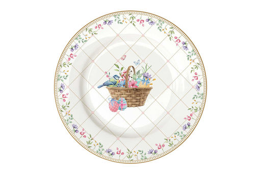 Тарелка закусочная, 19 см, фарфор P, белая, Корзина с цветами, Spring Bloom