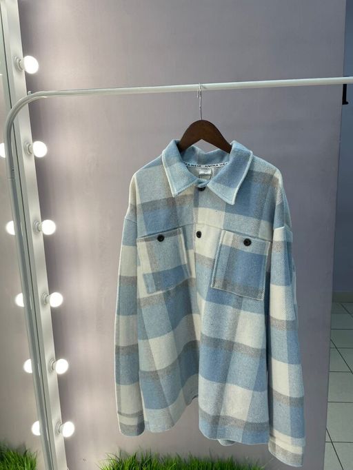 512 Рубашка клетка, голубой - Knitka wear фото 5