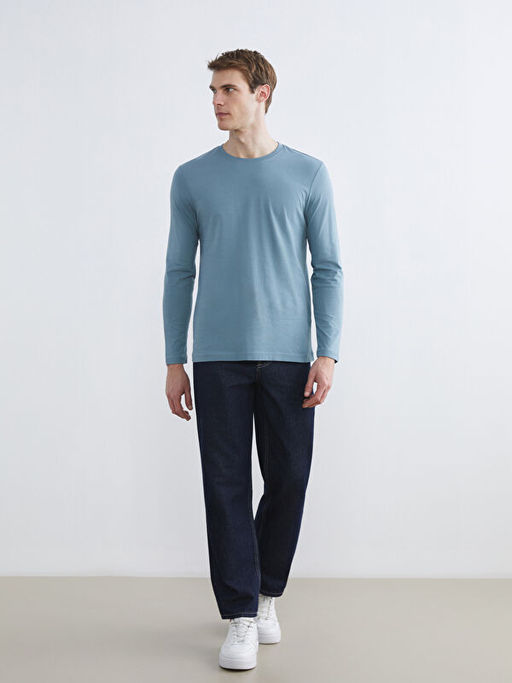 Bisiklet Yaka Uzun Kollu Erkek Ti??rt