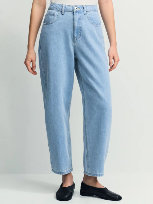 Джинсы barrel с высокой посадкой укороченные / Zarina