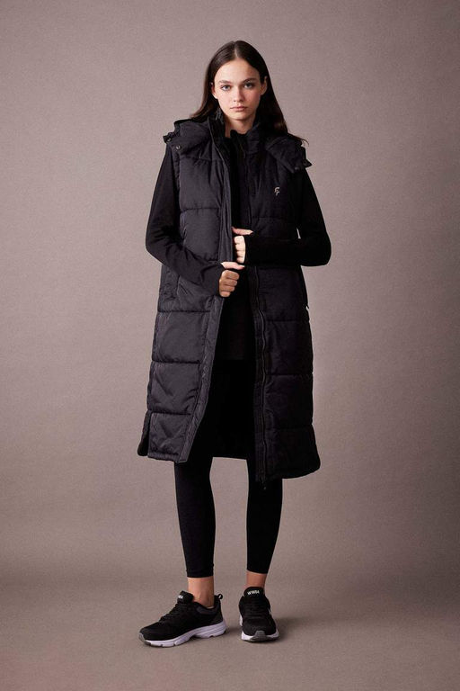 Длинный надувной спортивный жилет DeFactoFit с водоотталкивающим капюшоном и капюшоном  фото 2