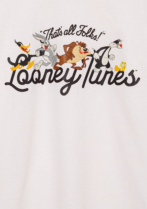 Looney Tunes Bask?l? Ekru Tisort - Mavi фото 4