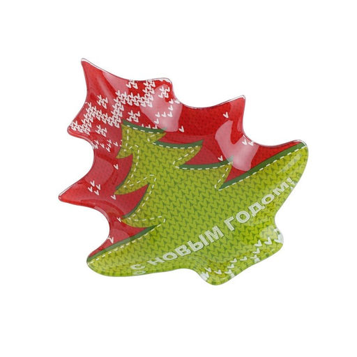 Блюдо стеклянное сервировочное Доляна Ёлочка. С Новым Годом, 16,920,3 см  фото 2