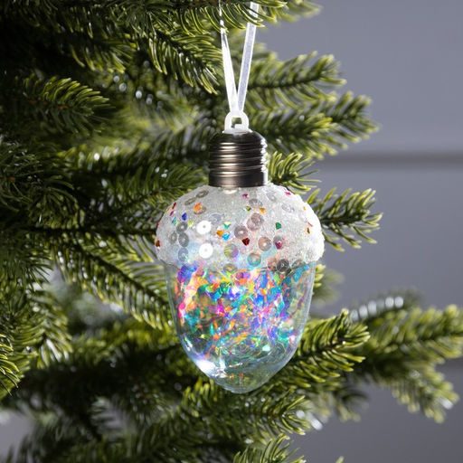 Ёлочный шар Жёлудь, 12х7 см, 4 LED, от батареек, свечение тёплое белое - Luazon lighting фото 7