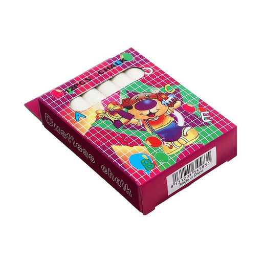 Цена за 8 шт. Мел школьный, белый, набор 12 штук, круглый, беспыльный, в картонной коробке