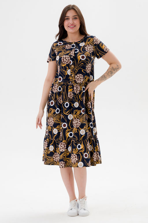 Платье женское из кулирки Кармелита 2 кофе на синем - Амадэль фото 2