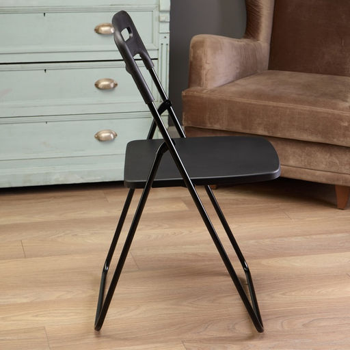 Стул пластиковый складной, на металлических ножках, цвет чёрный