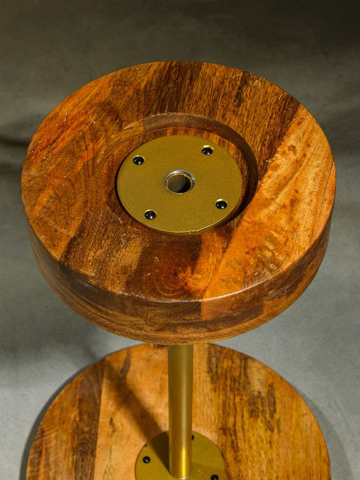 Столик кофейный, 35×35×55 см, манговое дерево, алюминий, коричневый