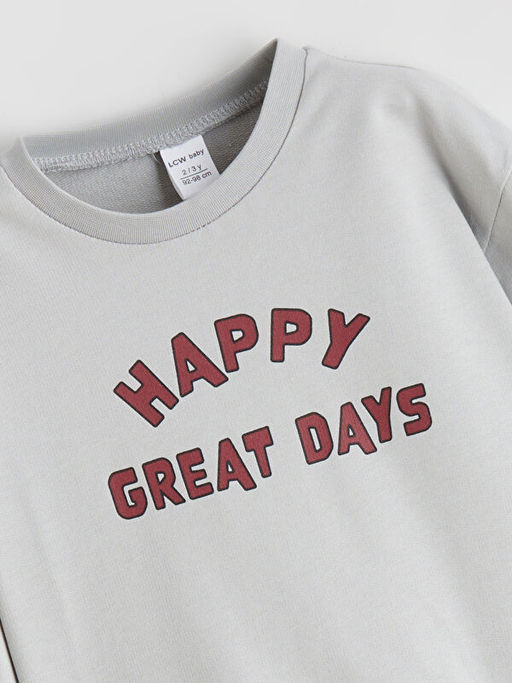 Bask?l? Erkek Bebek Sweatshirt