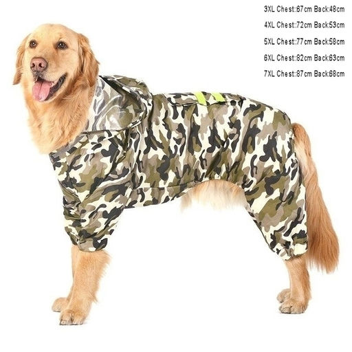 Дождевик для крупных пород собак "KOMFORT", принт хаки, р 6XL