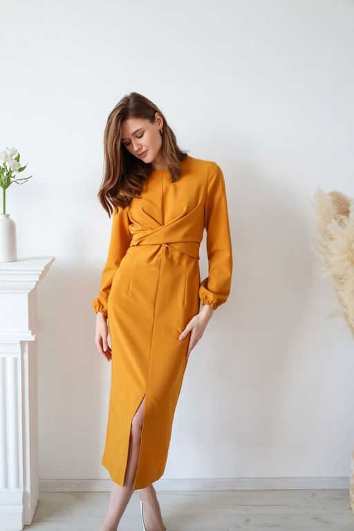 Платье AURA 3078-176 горчица