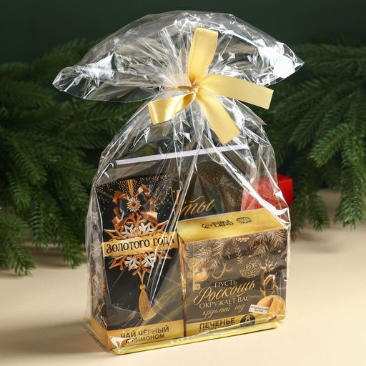 Подарочный набор новогодний «Все мечты сбудутся»: чай чёрный, печенье с предсказанием, ежедневник