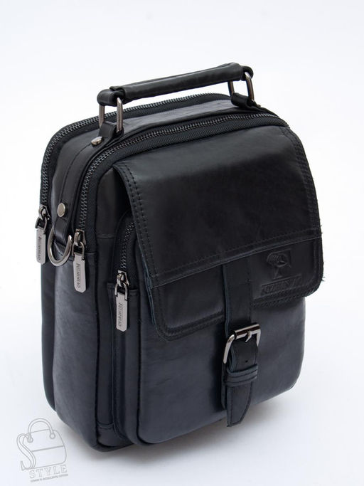 Сумка мужская кожаная 66611M black Fuzhiniao в Новосибирске