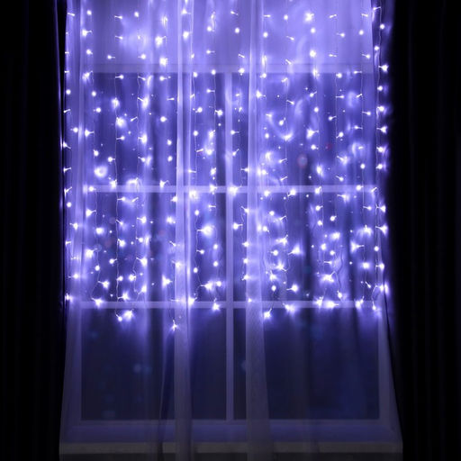 Гирлянда Занавес 2?1.5 м, IP20, прозрачная нить, 360 LED, свечение белое, 8 режимов, 220 В
