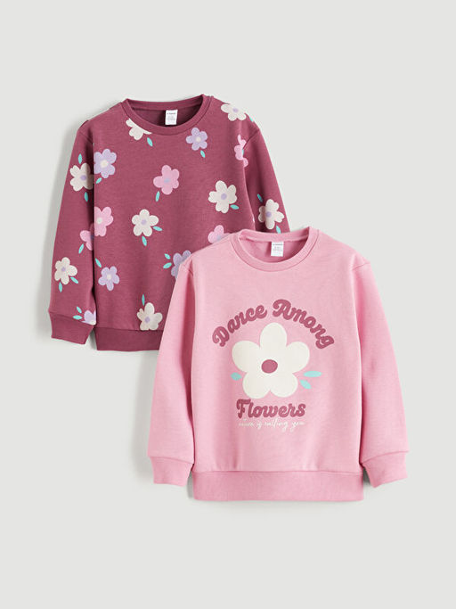 Desenli K?z ?ocuk Kal?n Sweatshirt
