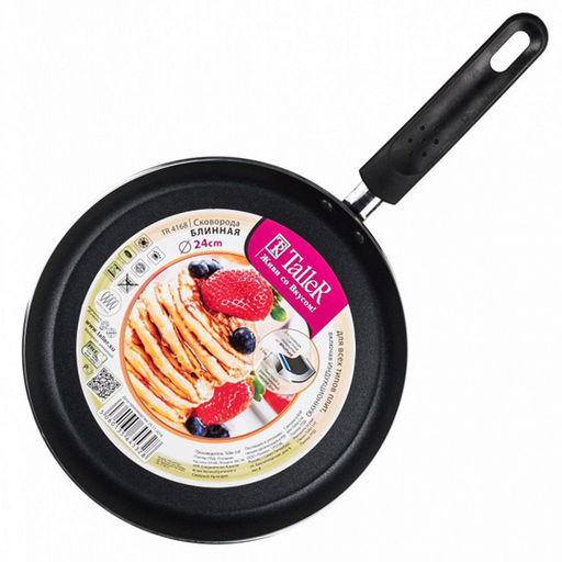 Сковорода блинная с антипригарным покрытием д24см TalleR, дно д20,6см, s3мм, штампованный алюминий, бакелитовая ручка (Китай) Подходит для всех видов плит, включая индукционную. - Домашняя мода фото 3