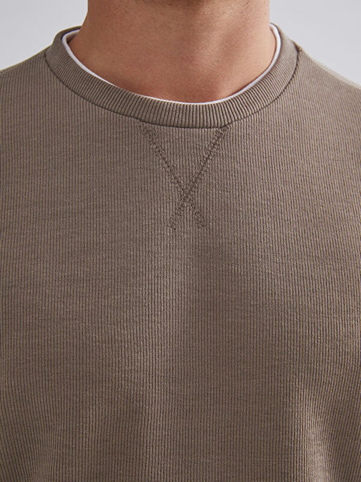 Bisiklet Yaka Uzun Kollu Erkek Sweatshirt