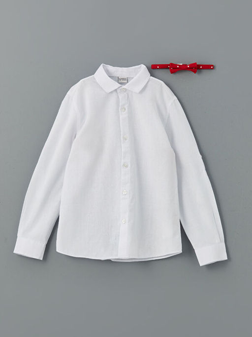 Basic Uzun Kollu Erkek ?ocuk G?mlek ve Papyon