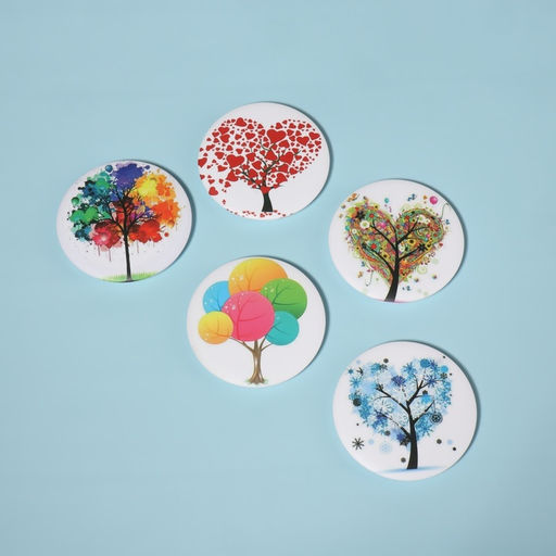 Цена за 3 шт. Зеркало складное Деревья, d=7.5 см, с увеличением х2, голубой/красный